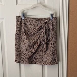 Women's Taupe Dot Wrap Mini Skirt with Side Tie